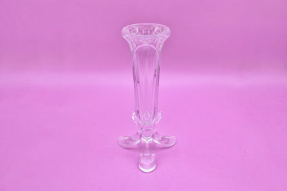 Vintage Fußvase Blumen Vase 80er Glas Kristall Fußschale Kelch Pokal Art Deco Revival - 2nd home