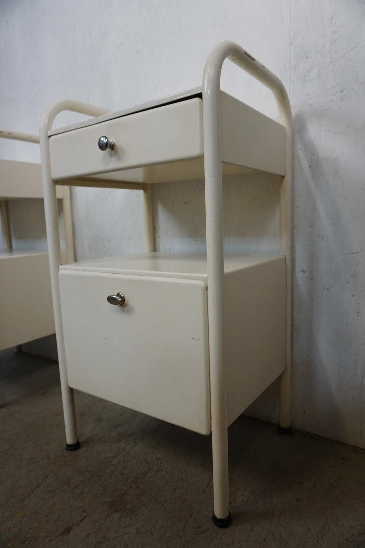 Two nostalgic metal cabinets in industrial style vintage