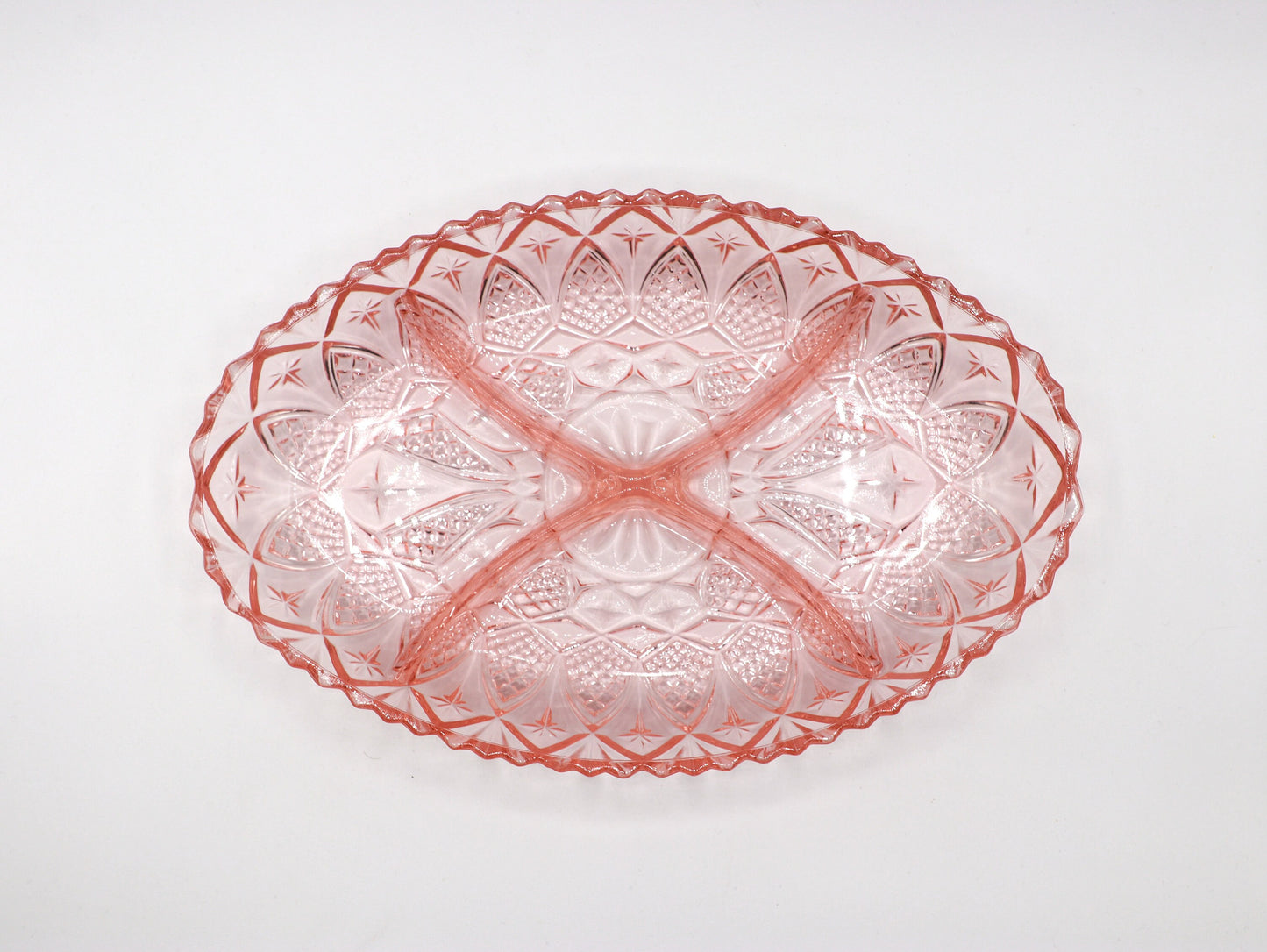 Vintage Rosalin Glass Bowl Offer Bowl from the 50s Art Deco Pressed Glass Pink Plate 1930 1920 20s 1920s