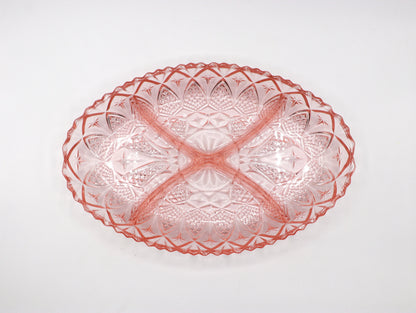 Bol en verre Rosalin vintage offrant un bol des années 50 Art Déco assiette rose en verre pressé 1930 1920 années 20 1920