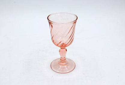 4 Vintage Likör / Portwein Gläser Rosa Arcoroc Trinkglas  Rose Swirl Rosalin Pink 80er Art Deco Revival France Frankreich Luminarc