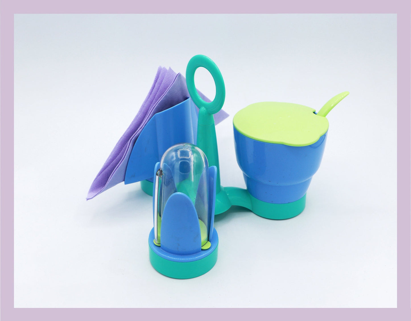 Cruet vintage Tupperware Saliere Postmoderne Memphis Milano Sottsass Guzzini Alessi Pastel 80s 1980 90s kawaii kitsch Ettore Mélamine