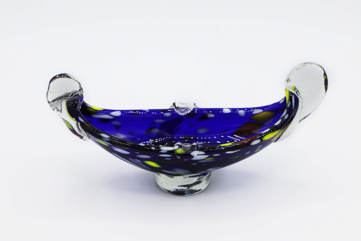 Vintage Murano Ashtray Gondola Bowl 1970 Gondola Seguso Cobalt Ultramarine Blue Glass Technique Heavy Italy 70s 1970