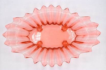 Large Vintage Rosalin Glass Footed Bowl Art Deco Jardiniere Bowl Brockwitz Prisms Pressed Glass Pink Plate Offering Bowl 1930 1920 20s 1920s