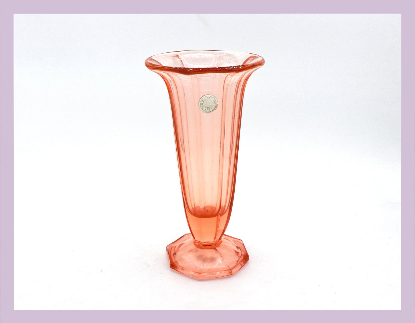 Vintage BHF Rosalin Blumenvase Kelch Pokal Glas Trompete Kelch Pokal Bayrische Hohlglas Fabrik Art Deco 30er 1930 Rosa Pressglas Glas