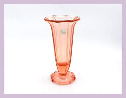 vintage BHF Rosalin Flower Vase Calice Cup Glass Trompette Calice Cup Bavarois Hollow Glass Factory Art Déco 30s 1930 Rose Pressé Verre Verre