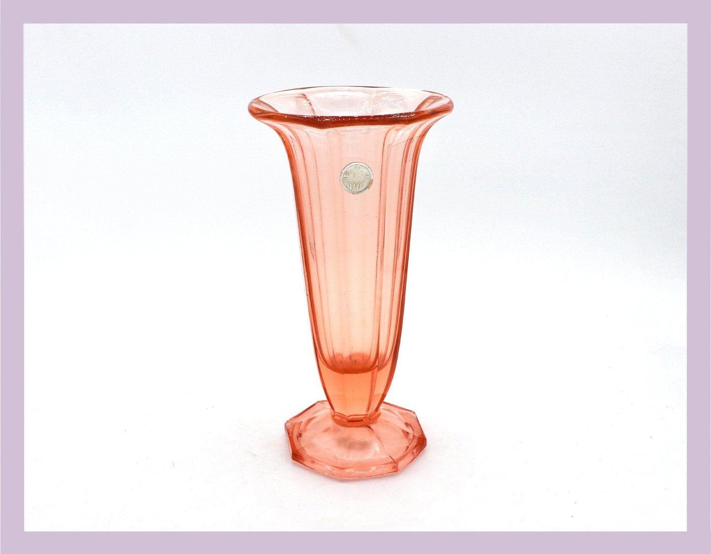 vintage BHF Rosalin Flower Vase Calice Cup Glass Trompette Calice Cup Bavarois Hollow Glass Factory Art Déco 30s 1930 Rose Pressé Verre Verre