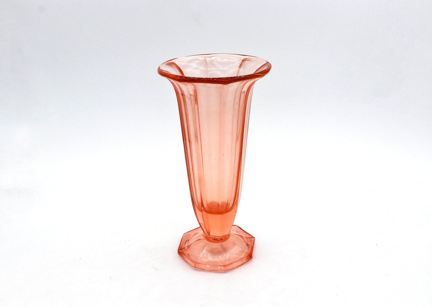 vintage BHF Rosalin Flower Vase Calice Cup Glass Trompette Calice Cup Bavarois Hollow Glass Factory Art Déco 30s 1930 Rose Pressé Verre Verre