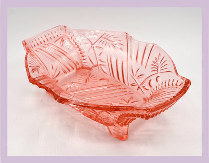 Vintage Rosalin Glass Footed Bowl Art Deco Bowl Walther Glass Brandenburg Pressed Glass Pink Plate Offering Bowl 1930 1920 20s 1920s