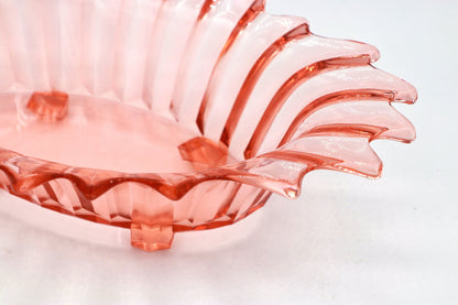 Large Vintage Rosalin Glass Footed Bowl Art Deco Jardiniere Bowl Brockwitz Prisms Pressed Glass Pink Plate Offering Bowl 1930 1920 20s 1920s