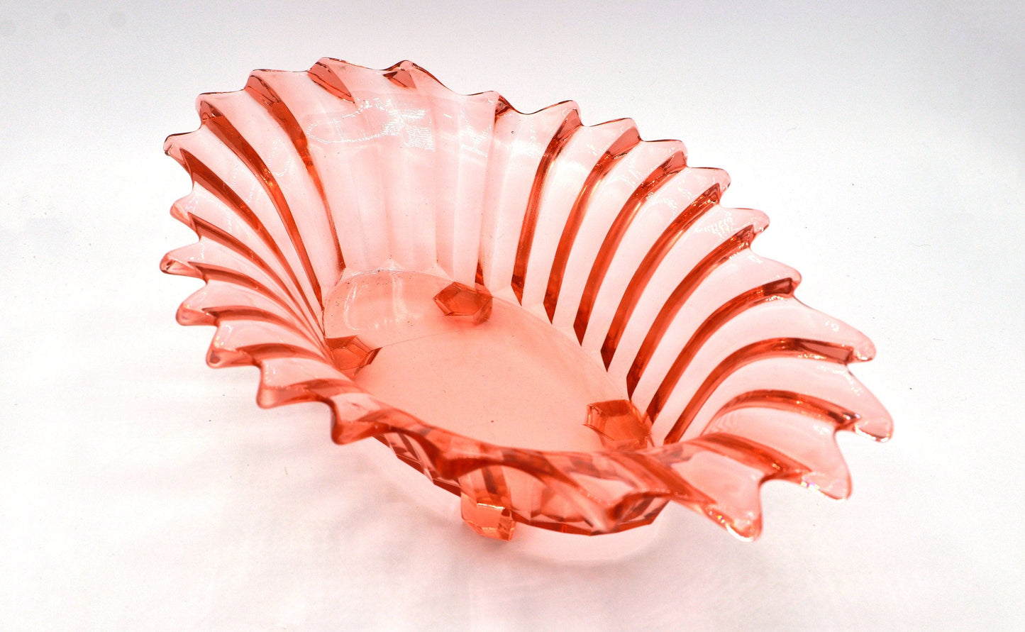 Grand vintage Rosalin Glass Footed Bowl Art Déco Jardiniere Bowl Brockwitz Prisms Pressed Glass Pink Plate Offrant Bowl 1930 1920 20s 1920s