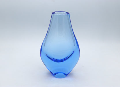 Vase en verre vintage Miroslav Klinger Bleu Bohême Tchèque Zelezny Brod ZBS Železnobrodské sklárny CZ