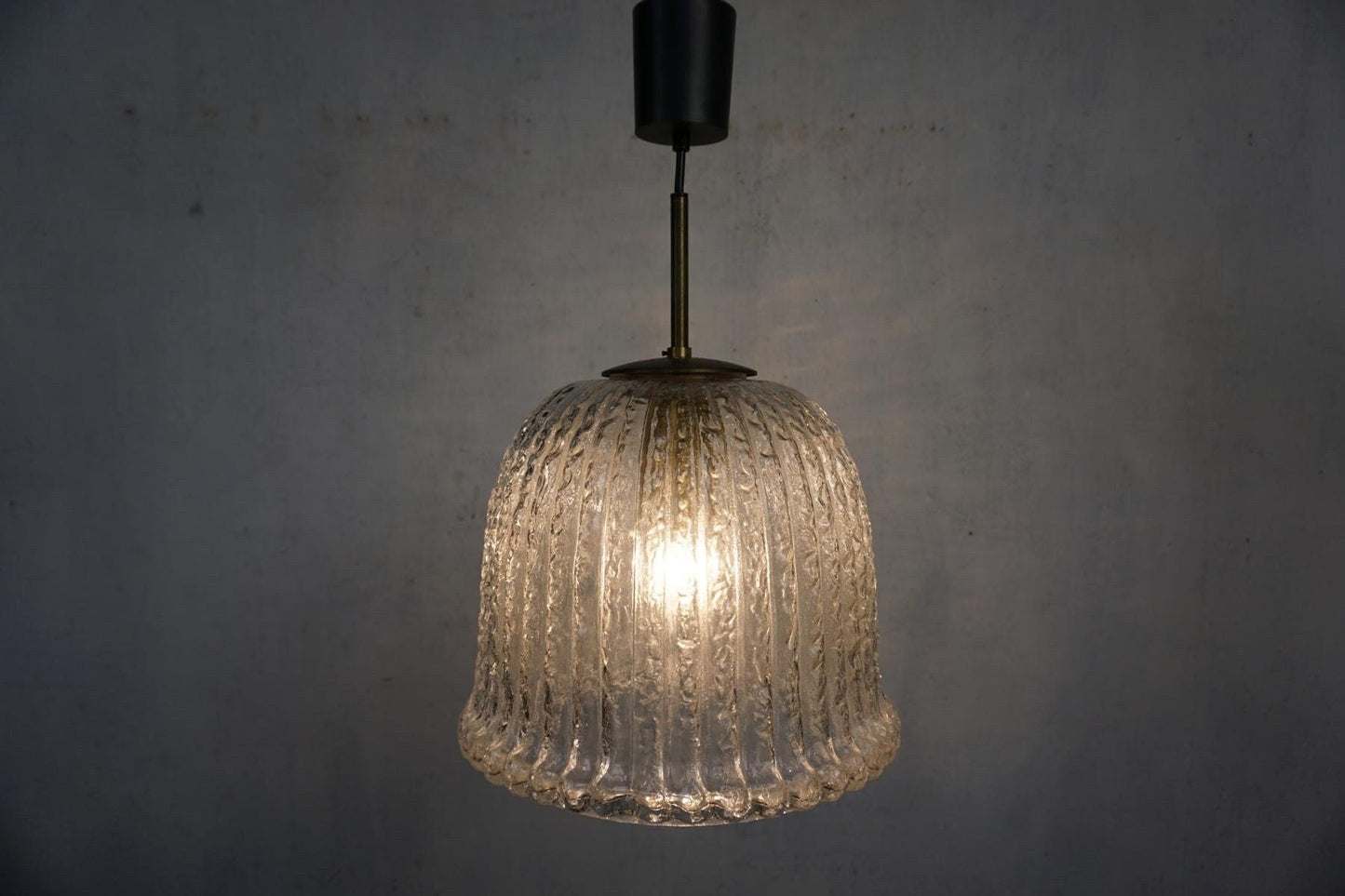 Beautiful ceiling lamp from Limburg with crystal glass shade Vintage