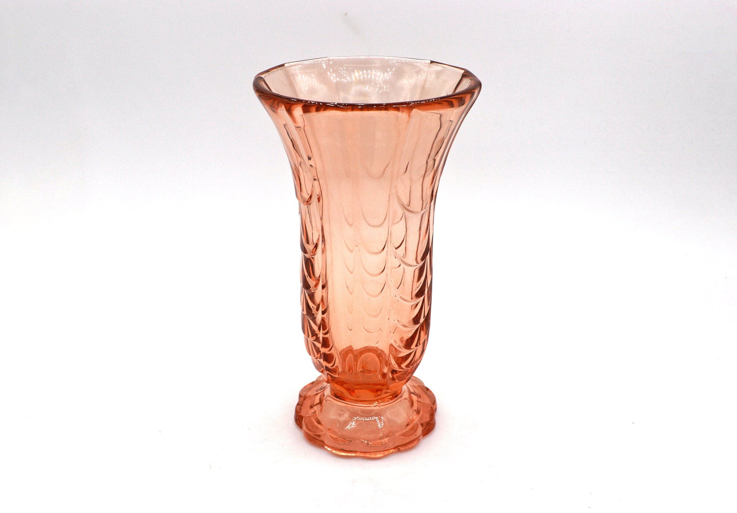 Vintage Rosalin flower vase chalice goblet glass trumpet chalice goblet Brockwitz Bohemia Val Saint Lambert Art Deco 30s 1930 pink pressed glass