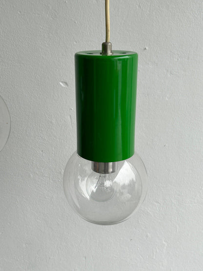 Set of 3 Pop Art Industrial Green Cascading Pendants / Mid Century Modern Space Age Hanging Light Vintage