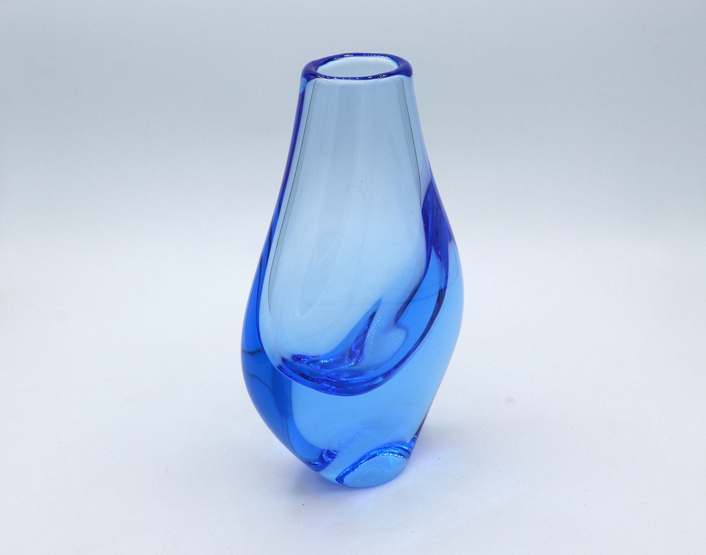 Vintage Glas Vase Miroslav Klinger Blau Böhmen Czech Zelezny Brod ZBS Železnobrodské sklárny  CZ