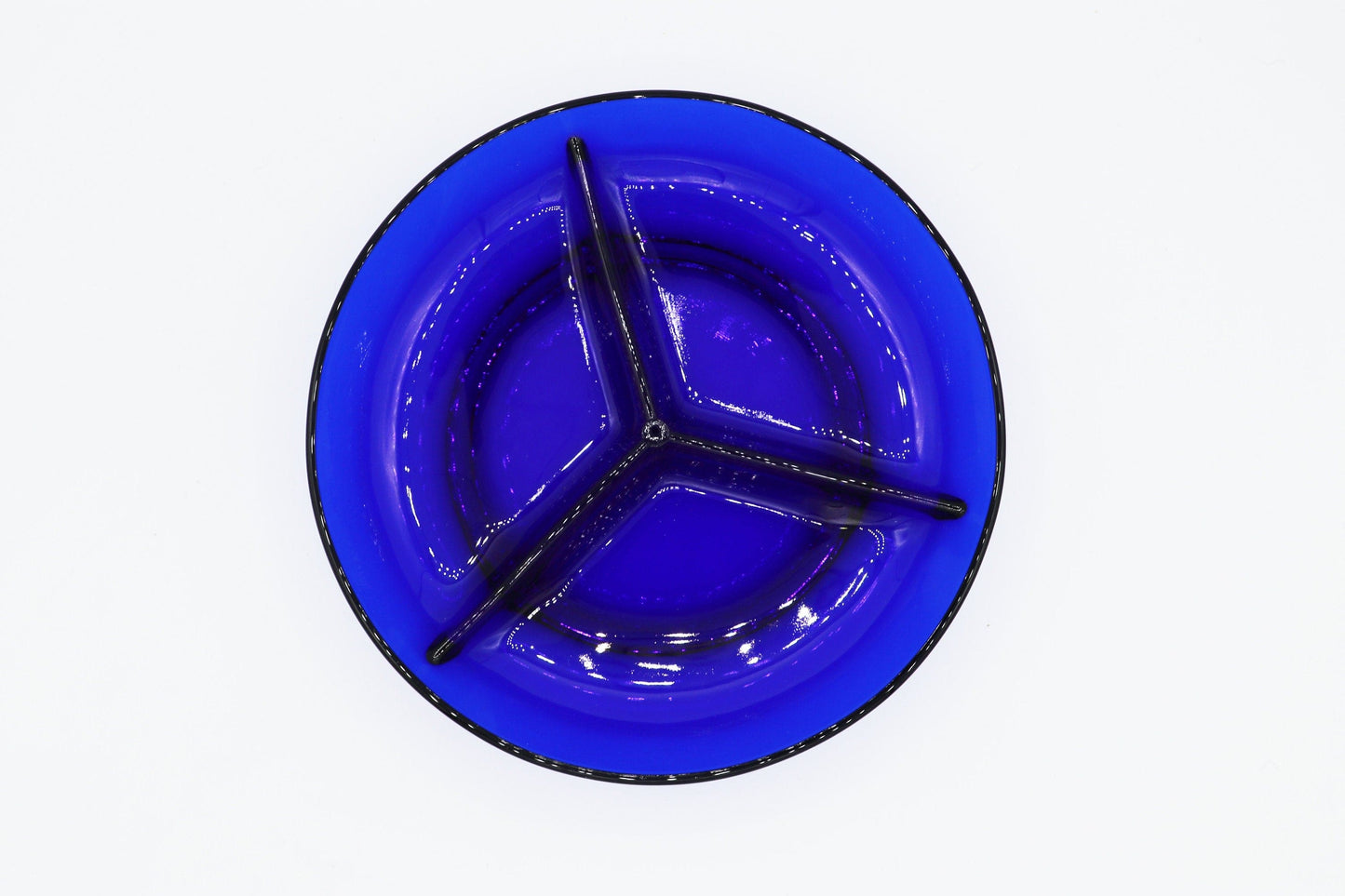 vintage Offrant Bowl Plate Cobalt Blue Cabaret Outremer Verre 80s 1980s Y2K Art Déco 80s 90s 2000 20s 00s Serving Plate