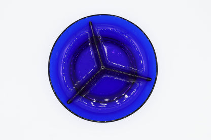 vintage Offrant Bowl Plate Cobalt Blue Cabaret Outremer Verre 80s 1980s Y2K Art Déco 80s 90s 2000 20s 00s Serving Plate