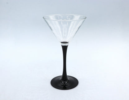 4 Vintage Martini Gläser Schwarz Domino Luminarc Onyx Sekt Schalen Pokal Kelch Minimalistisc 80er Art Deco Revival France Frankreich