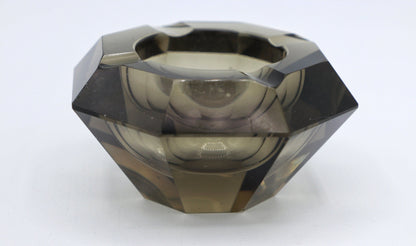 Vintage Moser Crystal Glass Ashtray Smoked Glass Grey Prism Crystal Palo Santo Art Deco 1930 30s Bowl