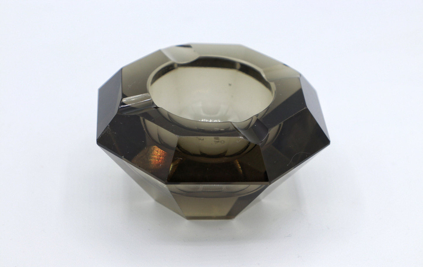 Vintage Moser Crystal Glass Ashtray Smoked Glass Grey Prism Crystal Palo Santo Art Deco 1930 30s Bowl