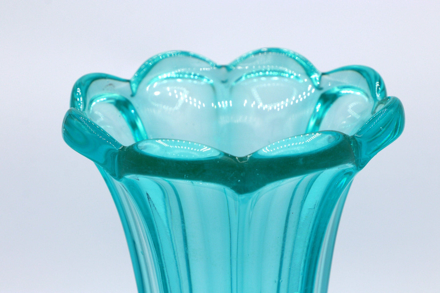 Vintage Vase Rudolf Schrötter Uranium Glass 1958 Rudolfova Hut Sklo Union Bohemia Czech Art Deco Mint Green Beryl Turquoise ZBS Moser Hoffmann