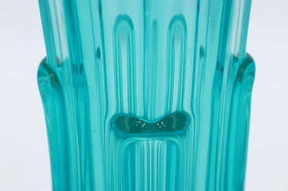 Vase vintage Rudolf Schrötter Uranium Glass 1958 Rudolfova Hat Sklo Union Bohême Tchèque Art Déco Menthe Vert Béryl Turquoise ZBS Moser Hoffmann