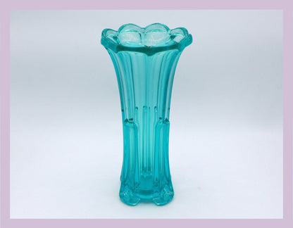 Vintage Vase Rudolf Schrötter Uranium Glass 1958 Rudolfova Hut Sklo Union Bohemia Czech Art Deco Mint Green Beryl Turquoise ZBS Moser Hoffmann