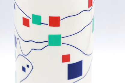 Vintage 80s 90s thermos flask Postmodern white turquoise blue red pastel 1980 insulated jug Memphis Milano Ettore Sottsass Germany