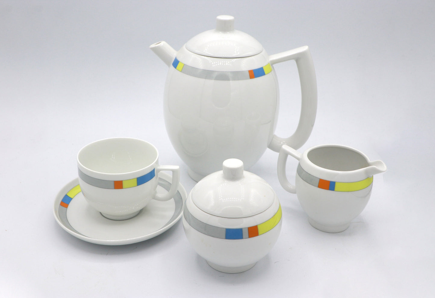 SET Vintage Arzberg Memphis Milano Kaffee Kannen City Modern Art Cafeteria Lutz Rabold 80er 90er Porzellan Postmodern Teekanne Kaffeekanne