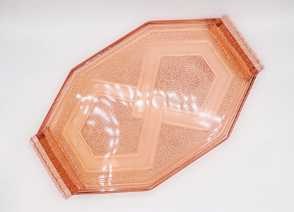 Vintage Rosalin glass tray bowl 30s France Art Deco decor pressed glass pink plate serving bowl plate Walther carrying tray Sevier