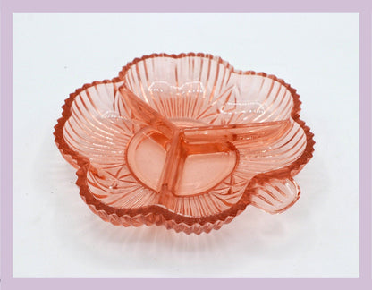 Vintage Rosalin Glass Tray Bowl 30s France Art Deco Floral Flowers Pressed Glass Pink Plate Offering Bowl Plate Walther