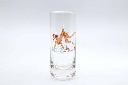 5 verres à boire vintage Pin Up Erotica Mid Century Femmes sur la plage Bikini Surfer Sexy Rareté années 60 50 70