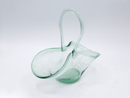 vintage Bonboniere Glass Basket Menthe Vert Bol Vert D’eau Années 70 1970 Boho Italie Murano Offrant Bol