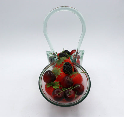 vintage Bonboniere Glass Basket Menthe Vert Bol Vert D’eau Années 70 1970 Boho Italie Murano Offrant Bol