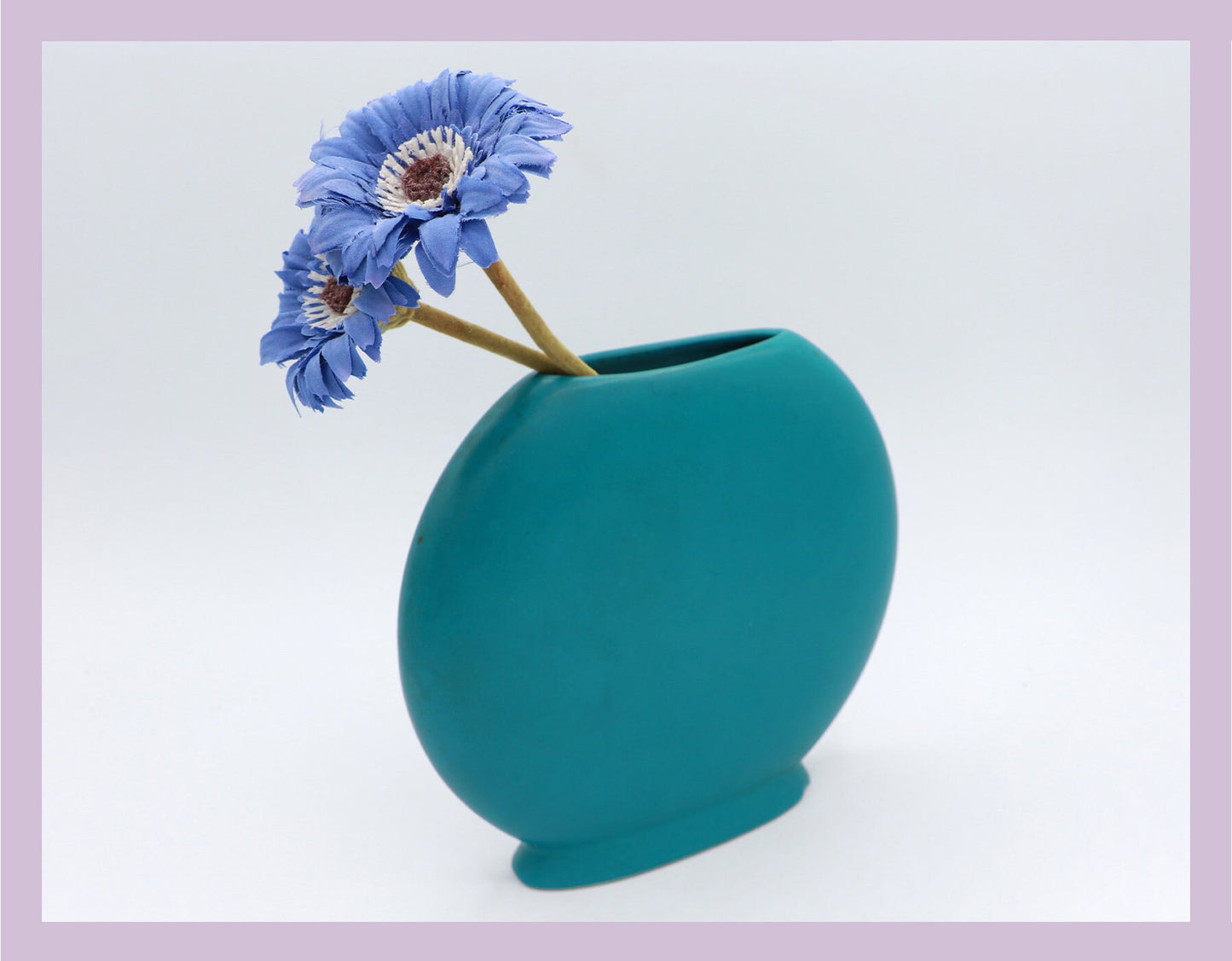 vintage Turquoise Vert ASA Vase Fleur Vase Pétrole Cercle Rond Céramique Memphis Milano 90s 90s 1990 1990s Allemagne Postmoderne