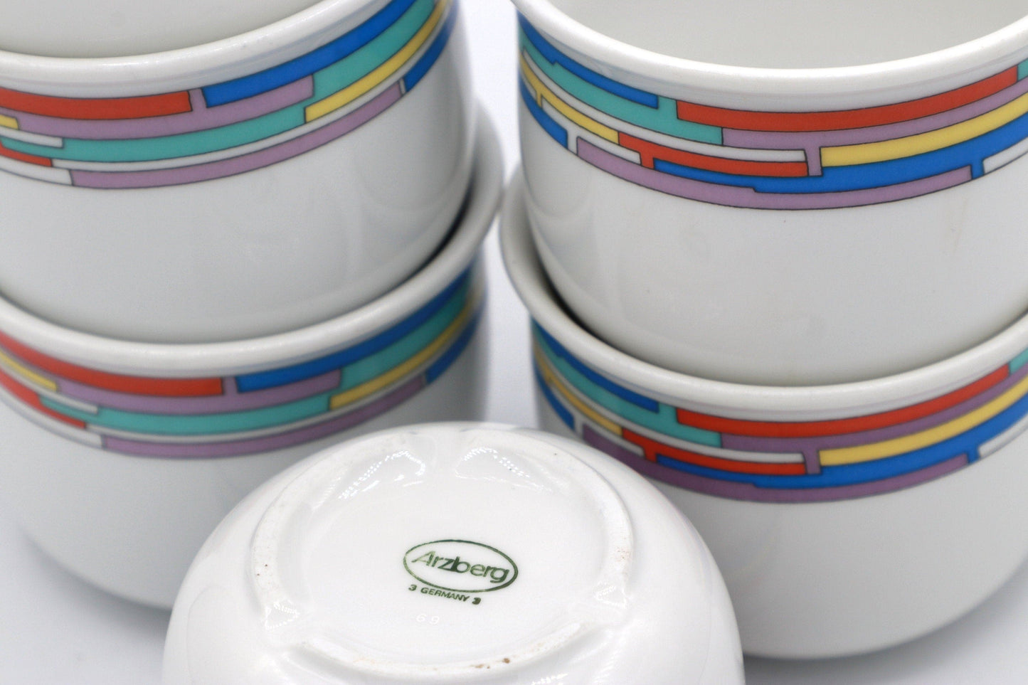 Vintage Set 6 Personen Kaffee Service Arzberg Deutschland Pastell Postmodern Sottsass Memphis Milano Deutschland 1980 1990 Keramik Tasse - 2nd home