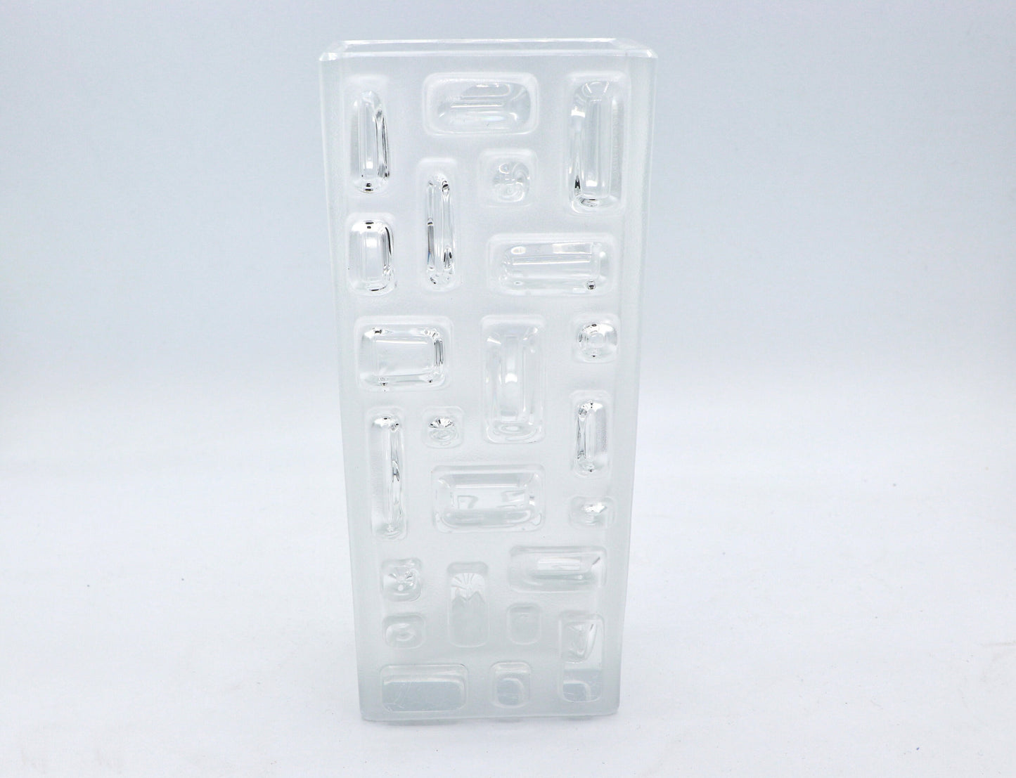 Vintage Glas Blumenvase Op Art Brutalist Block Schweden Mid Century Modernist 960 60er 60s 1970 70er 70s