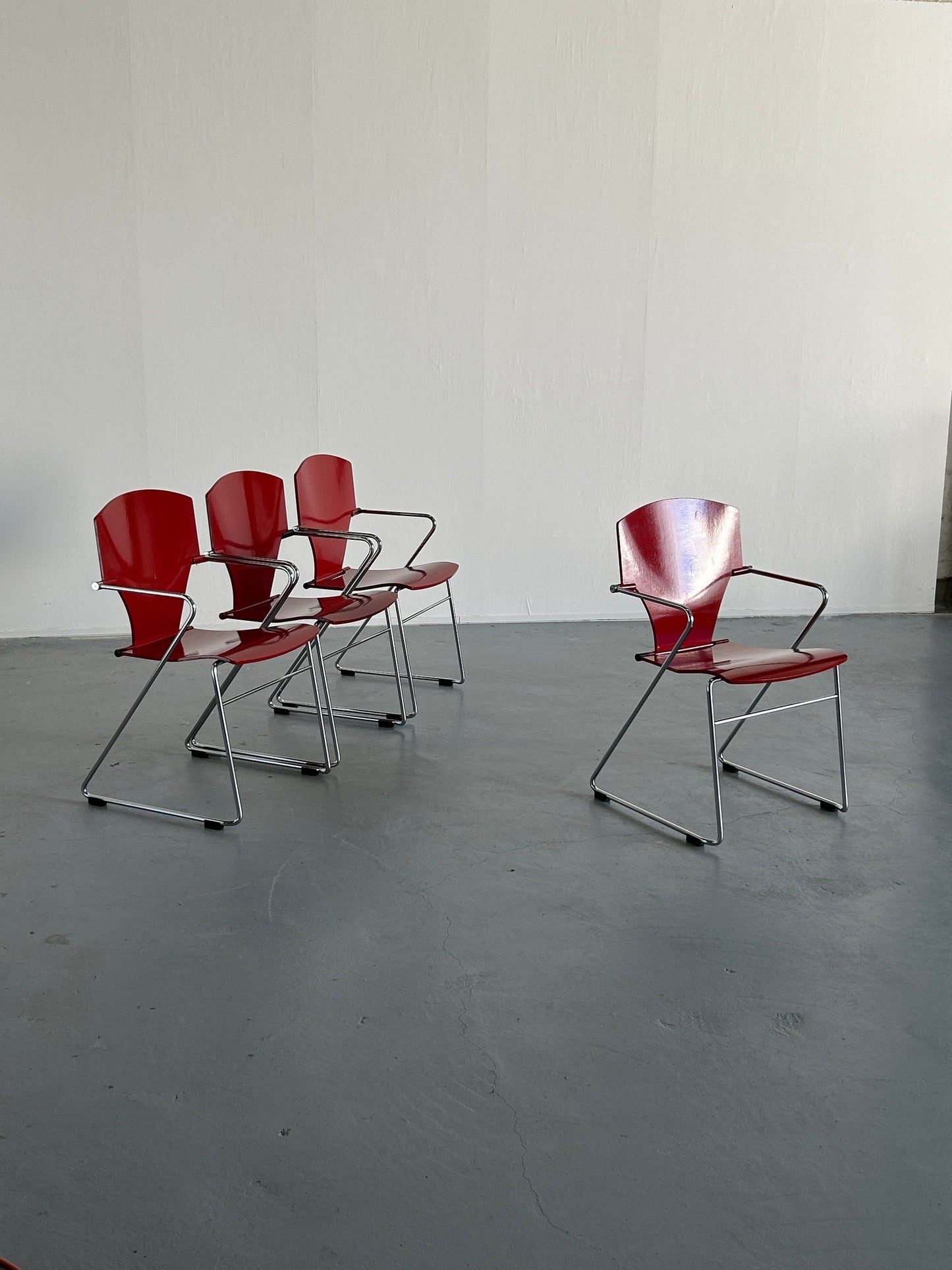 1 of 4 Bauhaus Design 'Egoa' Stackable Dining Chairs by Josep Mora for Stua, 1990s Spain Vintage