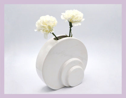 Vintage Disc Vase Circles White ASA Vase Flower Vase Round Ceramic Memphis Milano 90s 90s 1990 1990s Germany Postmodern