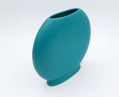 vintage Turquoise Vert ASA Vase Fleur Vase Pétrole Cercle Rond Céramique Memphis Milano 90s 90s 1990 1990s Allemagne Postmoderne