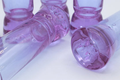 vintage Set Verres à boire Alexandrite Verre Coupé CAN Italie Néodyme Italie Années 70 Carafe Carafe Cristal Bol Murano Lilas Rose