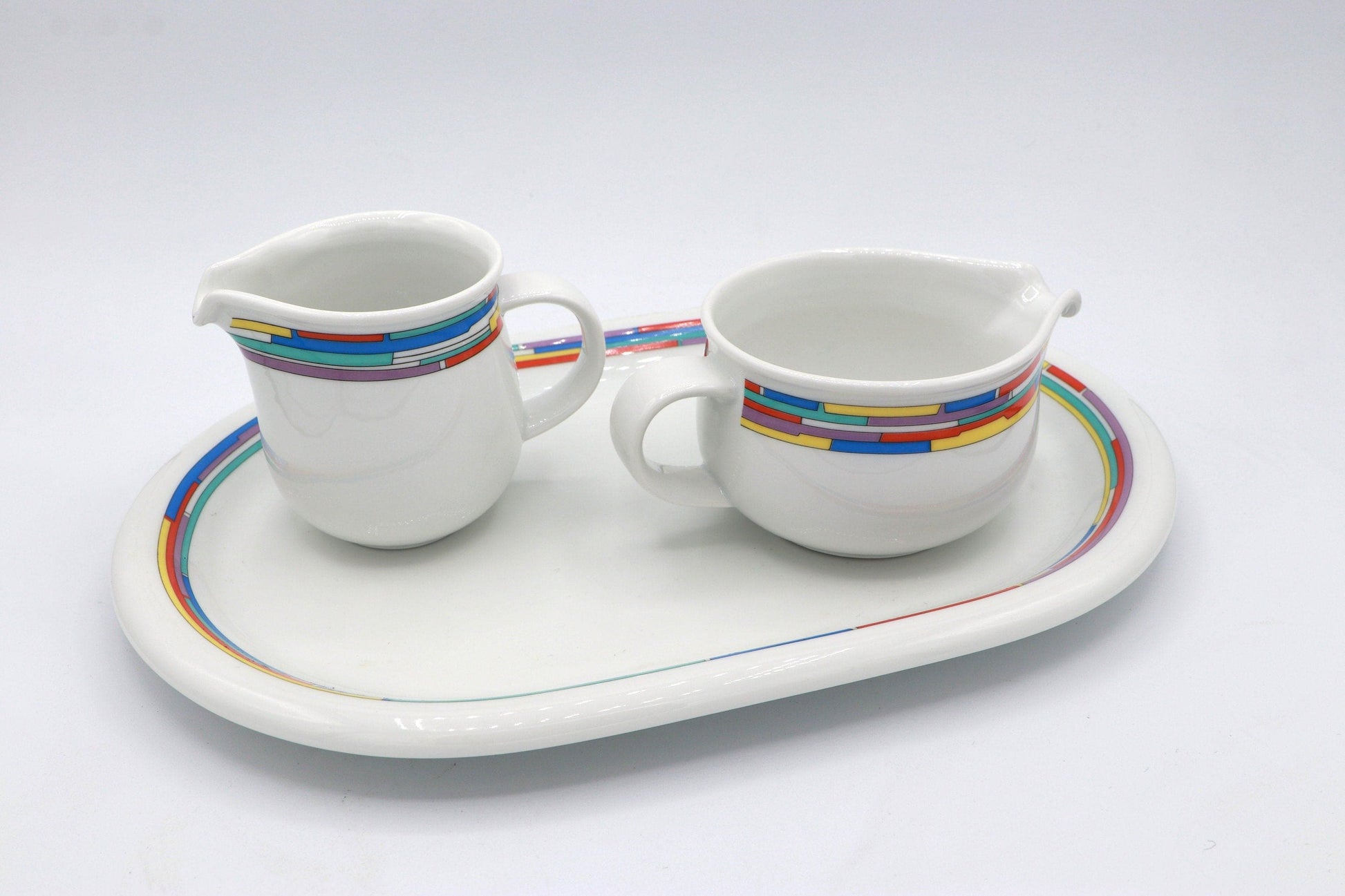 Vintage Set 6 Personen Kaffee Service Arzberg Deutschland Pastell Postmodern Sottsass Memphis Milano Deutschland 1980 1990 Keramik Tasse - 2nd home