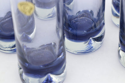 6 Vintage Murano Glas Trinkgläser Violett Lila Dellen Bubble Brutalist 60er 70er Arti Vetro Kristall Italien Highball Longdrink Nason - 2nd home