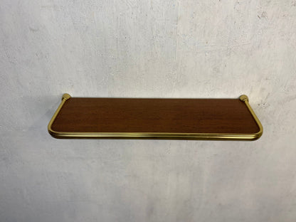 Elegant mid-century wall shelf in brass and teak vintage