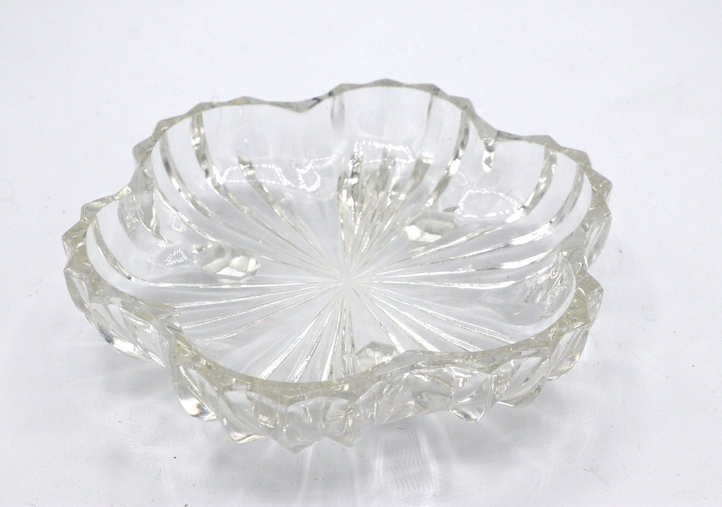 3 Vintage Crystal Glass Bowls France Sakura Cherry Blossom France Art Deco Revival Leaf Floral 1980 80s Plate Bowl Dessert