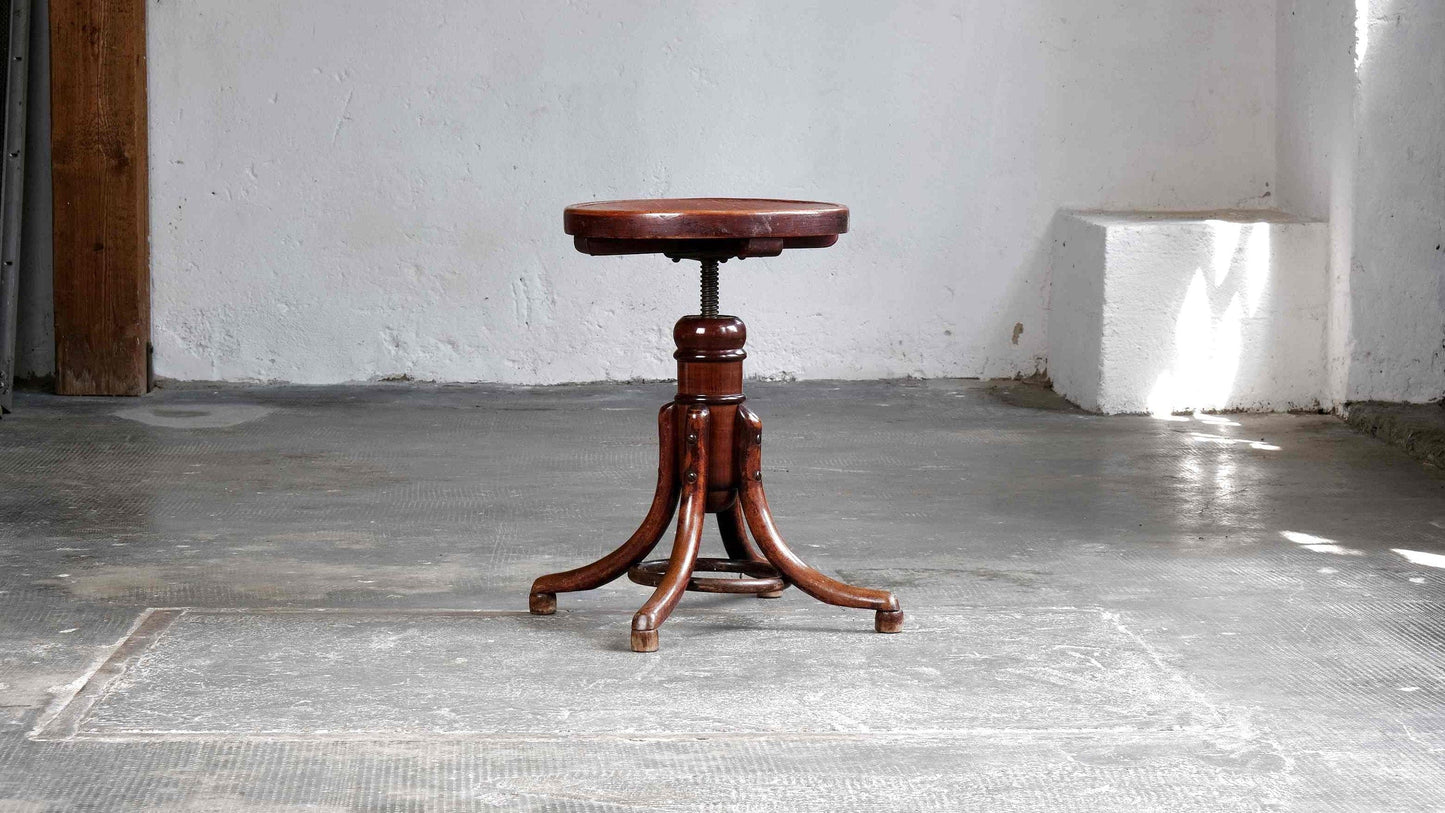 Bentwood piano stool by Thonet with vintage marking