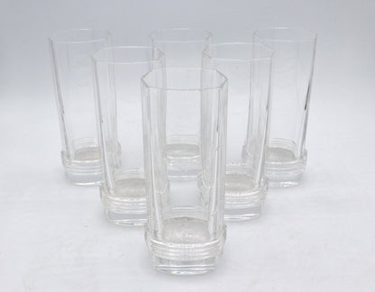 6 Vintage Christian Dior Crystal Longdrink Glasses 80s Art Deco Revival Maritime Highball Crystal Glass Drinking Glasses Handmade Home Casa