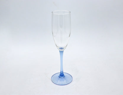 4 verres à champagne Luminarc vintage années 80 bleu azur bleu clair coupe gobelet art déco revival champagne champagne postmoderne