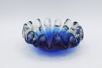 Vintage Murano bowl 1970 ashtray shell maritime Nautika Seguso cobalt ultramarine blue glass technique Italy 70s 1970